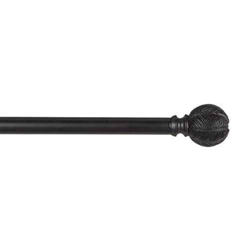 Exclusive Home Curtains Acanthus 1" Window Curtain Rod and Finial Set, Adjustable 36"-72", Matte Black