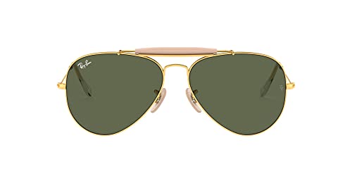 Ray-Ban RB3029 Outdoorsman II Aviator Sunglasses, Gold Rose/G-15 Green, 62 mm