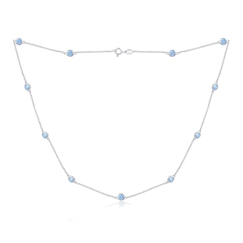 Amazon Essentials Platinum Plated Sterling Silver Station Necklace set with Infinite Elements Cubic Zirconia (6mm), 36" (previously Amazon Collection)