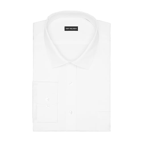 Van Heusen Men's Fit Dress Shirt Ultra Wrinkle Free Flex Collar Stretch (Big and Tall), White, 19" Neck 35"-36" Sleeve