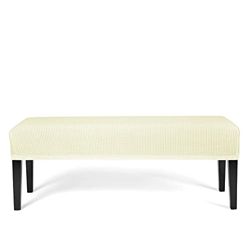 WOMACO Dining Bench Seat Cover Stretch Fabric Rectangle Table Bench Slipcover for Kitchen Piano Bench (Dark Gray, Medium)