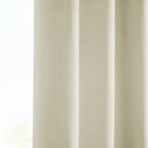 HPD Half Price Drapes Grommet Plush Velvet Curtains 84 Inches Long Room Darkening Curtains for Bedroom & Living Room (1 Panel), 50W x 84L, Au Lait Creme