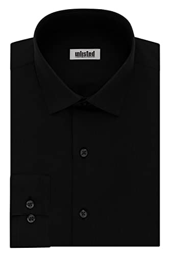 Unlisted by Kenneth Cole mens Big and Tall Solid Dress Shirt, Black, 18.5 Neck 37 -38 Sleeve US