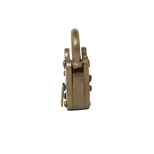 Deco 79 Metal Studded Lock And Key with Distressed Details, 1" x 1" x 3", Bronze