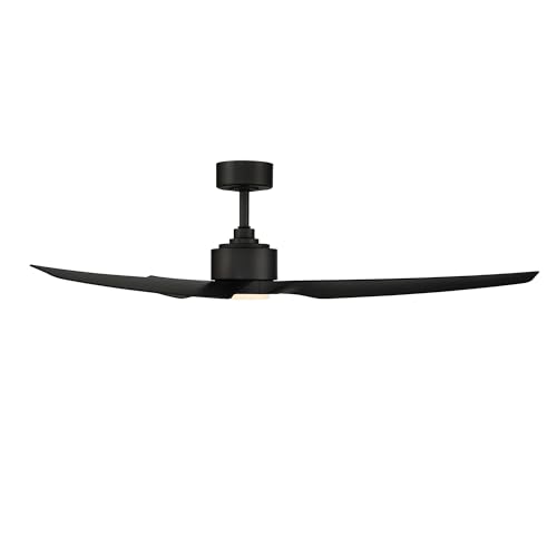 WAC Smart Fans Stella Indoor and Outdoor 3-Blade Smart Home Ceiling Fan 60in Matte Black with 3000K LED Light Kit and Remote Control Works with Alexa and iOS or Android App