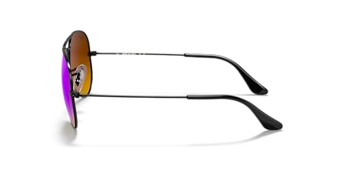 Ray-Ban RB3025 Classic Aviator Sunglasses, Black/Brown Gradient Mirrored Blue, 55 mm