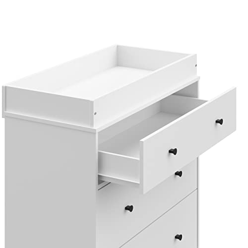 Storkcraft Beckett 3 Drawer Chest with Changing Topper (Pebble Gray) – GREENGUARD Gold Certified, Baby Dresser With Changing Table Top, Dresser for Nursery, 3 Drawer Kids Dresser