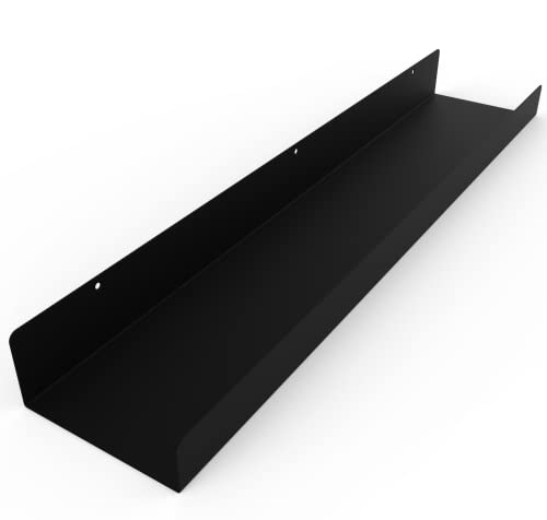 DIY CARTEL Made in USA Floating Metal Wall Shelf Picture Ledge - USA Manufactured Steel - Industrial Heavy Duty Modern Farmhouse Rustic Designed Shelf (36in White)