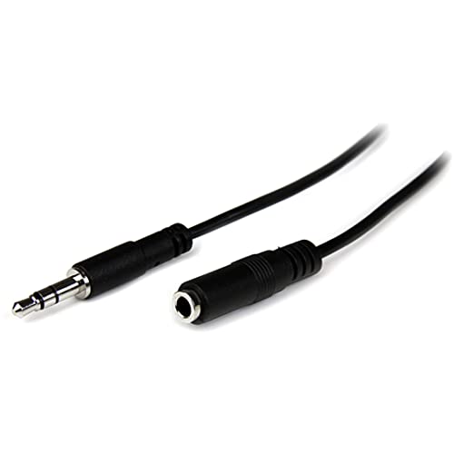 StarTech.com 2m Slim 3.5mm Stereo Extension Audio Cable - Male / Female - Headphone Audio Extension Cable Cord - 2x Mini Jack 3.5mm - 2 m (MU2MMFS) Black