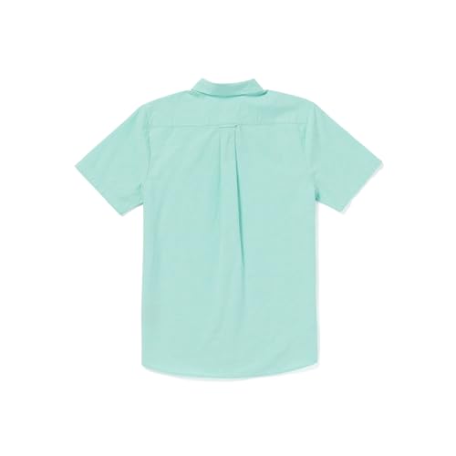 Volcom Men's Date Knight Short Sleeve Classic Fit Button Down Shirt, Crete Blue