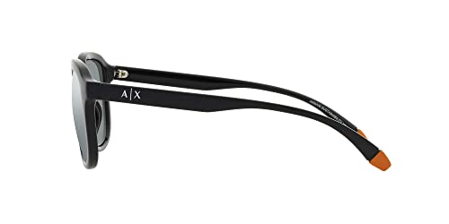 A|X ARMANI EXCHANGE Men's AX4129SU Universal Fit Square Sunglasses, Shiny Black/Grey Mirrored Black, 54 mm