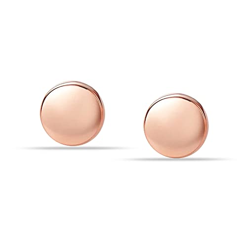 Charmsy 925 Sterling Silver Rose Gold-Plated Tiny Dot Stud Earrings for Women Teen 5MM Hypoallergenic High Polish Finish Studs Earring