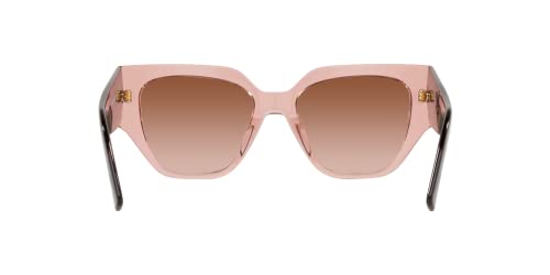 Vogue Eyewear Woman Sunglasses Transparent Pink Frame, Brown Gradient Lenses, 52MM