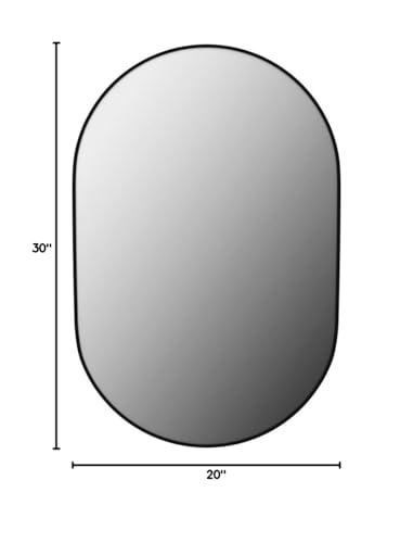 CASSILANDO 2 Pieces Oval Mirror, 20"×30" Oval Bathroom Mirror, Metal Frame Mirror, Hang Horizontally or Vertically Unique Wall Mounted Mirror, Black Vanity Mirror for Living Room, Bathroom