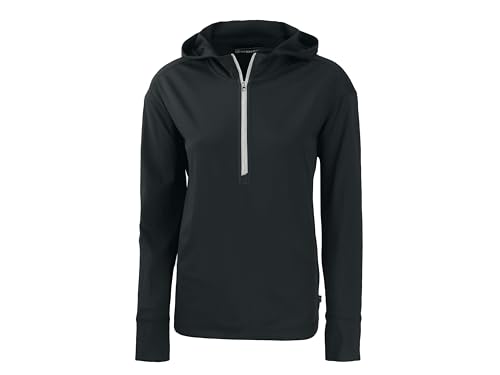 Cutter & Buck Daybreak Eco Recycled Womens Half Zip Hoodie, Black