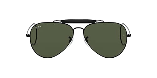 Ray-Ban RB3030 Outdoorsman I Aviator Sunglasses, Black/G-15 Green, 58 mm