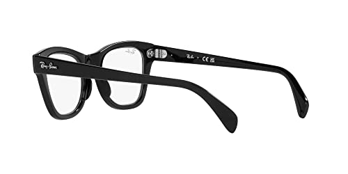 Ray-Ban RX0707V Square Prescription Eyewear Frames, Black/Demo Lens, 48 mm