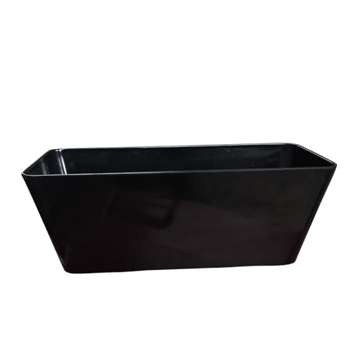 16 Inch Self-Watering Bamboo Planter (Black) - Rectangular - Bamboo Fiber - No Overwatering or Root Rot