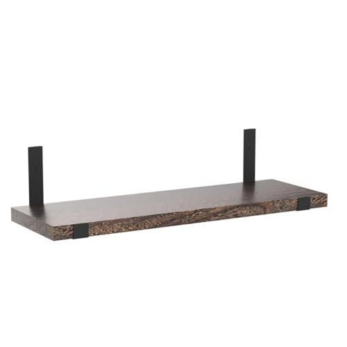 Mkono Rustic Wood Floating Shelves Wall Mounted Shelving Set of 2 Decorative Wall Storage Shelves with Lip Brackets for Bedroom, Living Room, Bathroom, Kitchen, Hallway, Office