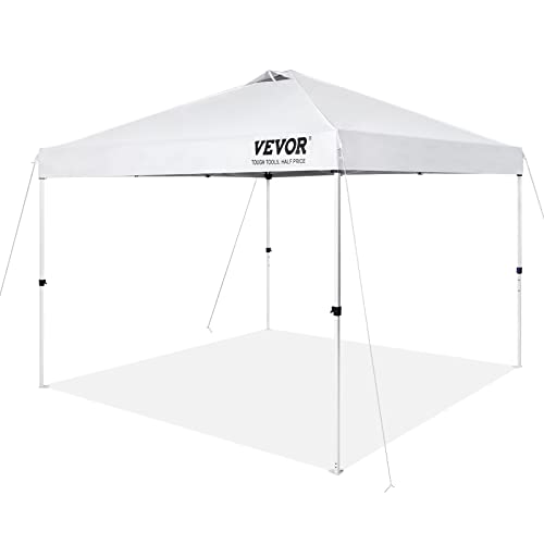 VEVOR Pop Up Canopy Tent, 10 x 10 ft, 250 D PU Silver Coated Tarp, with Portable Roller Bag and 4 Sandbags, Waterproof and Sun Shelter Gazebo for Outdoor Party, Camping, Commercial Events, Dark Gray