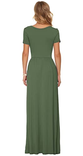 AUSELILY Women's Short Sleeve Loose Plain Casual Long Maxi Dresses for Women 2024 Print Green S