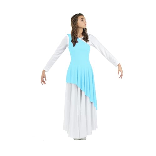 Danzcue Women’s Asymmetrical Dance Tunic Praise Dance Tunic for Women (White Dress Not Included), Scarlet, Large-X-Large