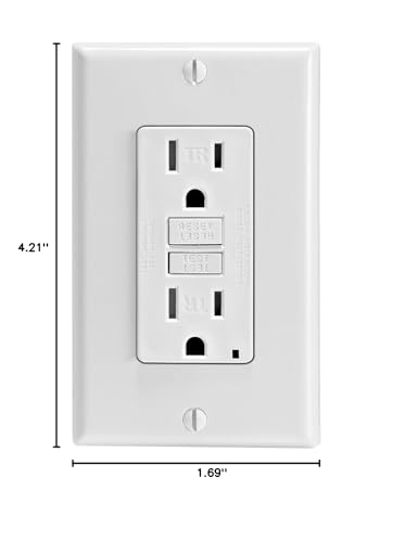 Leviton GFTR1-3W Smartest Self-Test SmartlockPro Slim GFCI Tamper-Resistant Receptacle with LED Indicator (3 Pack), White