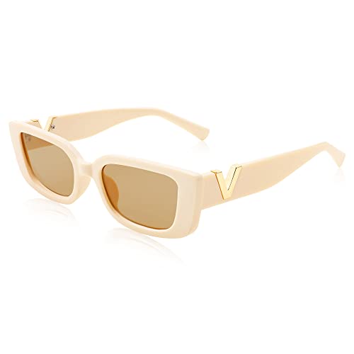 FEISEDY Small Rectangle Sunglasses for Women Men Vintage Trendy Y2K Rectangular Sunglasses B9066