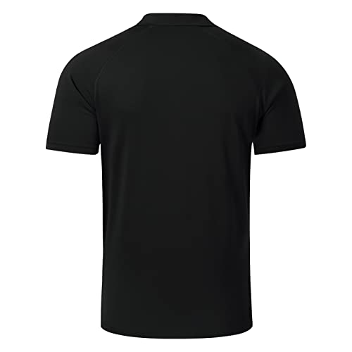 Lightbare Mens Short Sleeve Polo Shirt UPF 50 Performance Moisture Wicking Quick Dry Golf Tennis Polo for Tactical Hiking Black