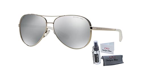 Michael Kors MK5004 CHELSEA Aviator 101311 59M Sunglasses For Women + BUNDLE with Designer iWear Eyewear Kit (Gunmetal/Black/Grey Gradient)