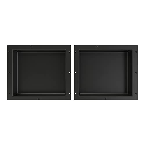 Tile Redi USA RNDH1614S-14 Niche Double Recessed Shower Shelf, Two Shelves, 14" H X 32" W, Black