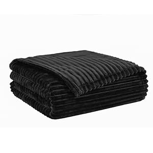 Geniospin Throw Blanket, 280GSM Extra Soft Lightweight Blanket with Strip, Plush Fuzzy Cozy Blankets and Throws for Couch, Bed, Sofa Cozy, Warm and Breathable (White and Black, 60x80 inches)