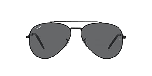 Ray-Ban RB3625 New Aviator Sunglasses, Black/Dark Grey, 55 mm