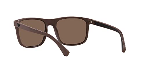 Emporio Armani Men's EA4129 Square Sunglasses, Matte Brown/Dark Brown, 56 mm