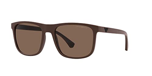Emporio Armani Men's EA4129 Square Sunglasses, Matte Brown/Dark Brown, 56 mm