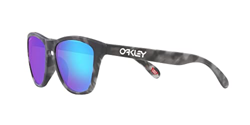 Oakley Men's OO9245 Frogskins Low Bridge Fit Square Sunglasses, Matte Black Tortoise/Prizm Sapphire Polarized, 54 mm