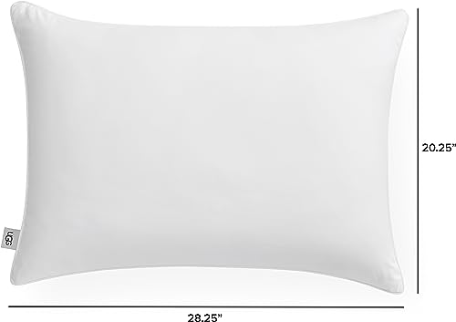 UGG 32238 Aimee Standard Basic Cooling Technology Bed Pillow and Sham Cover for Twin Full Queen Size Hypoallergenic Down Alternative Machine Washable Bedding Pillows, Standard, White, 20X28 inch