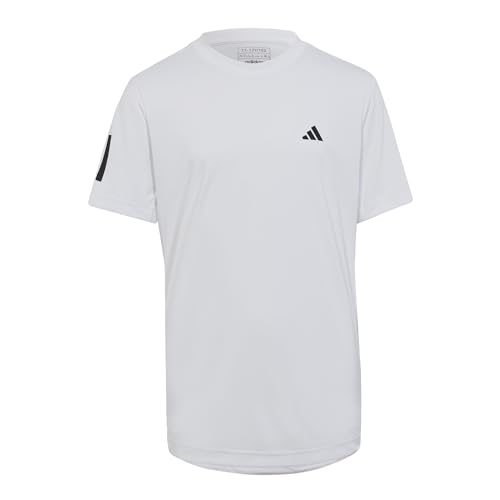 adidas Boys' Club Tennis 3-Stripes T-Shirt, White, XX-Small