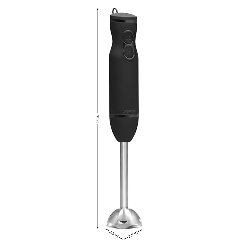 Chefman Immersion Stick Hand Blender Powerful Electric Ice Crushing 2-Speed Control Handheld Food Mixer, Purees, Smoothies, Shakes, Sauces and Soups, Black