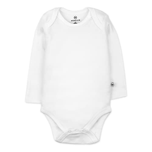 HonestBaby Unisex Baby Organic Cotton Long Sleeve Bodysuits Multi Pack And Toddler T-Shirt Set, 4 Pack Bright White, 0-3 Months US