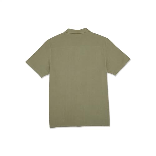 Volcom Men's Regular Hobarstone Short Sleeve Classic Fit Shirt, Army Green Combo, X-Small