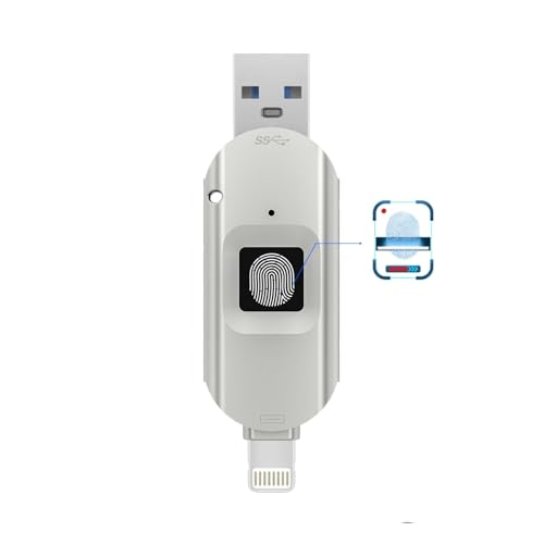 for iPhone USB3.0 Encrypted Drive Drive External Storage Fingerprint Encryption USB Flash Drive for iPhone/iPad/Mac/PC USB3.0 Flash Drive 128GB