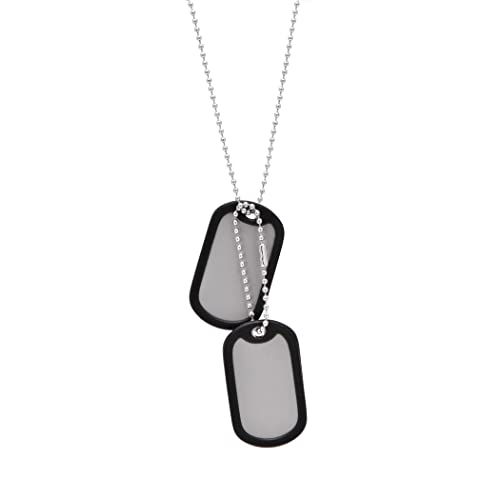 Paialco Stainless Steel Military Dog Tags Necklace Bead Chain 27", Black Silceners