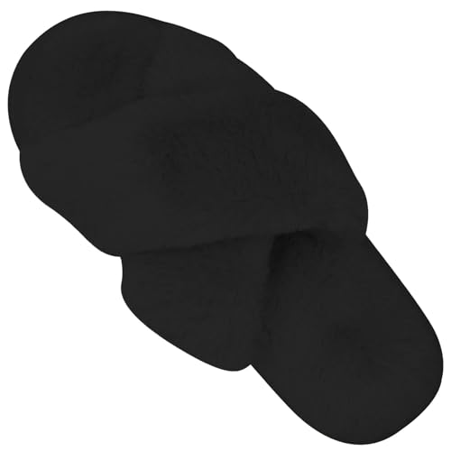 LE.FRONDE House Slippers for Women，Cozy Plush Shoes (2 Pair：Black+Yellow, Adult, Women, 7, Numeric Range, US Footwear Size System, 8, Medium)