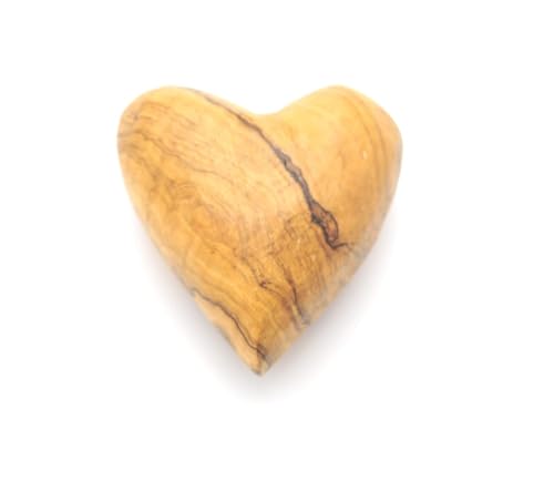 Handmade Wooden Hearts, Set of Five Olive Wood Carved Hearts from the Holy Land, Carved Wood Hearts for gifts Anniversary Valentine Gift, Loss Love, Wooden Hearts for Wedding, Wood Heart Décor