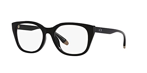 A|X ARMANI EXCHANGE Women's AX3099U Universal Fit Square Prescription Eyewear Frames, Black/Demo Lens, 53 mm