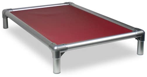 Kuranda Chewproof Bed - Silver Aluminum - 30" x 20" - Heavy Duty Vinyl - Burgundy