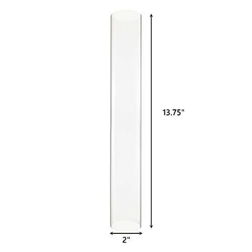 CYS EXCEL 2 PCS (H:13.75" D:2") Open Ended Clear Glass Hurricane Candleholder Tube Lamp Shade Open Flame Candlestick Holder Chimney Tube Cover Bottomless Cylinder