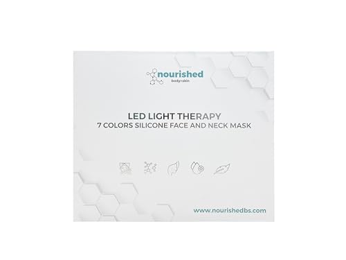 Nourished Bodynskin LED Light Therapy Face & Neck Mask - Facial Skin Care Device - 7 Colors Red & Blue - Rejuvenation, Anti-aging Product for Wrinkles
