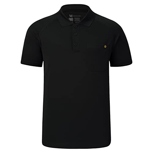 Lightbare Mens Short Sleeve Polo Shirt UPF 50 Performance Moisture Wicking Quick Dry Golf Tennis Polo for Tactical Hiking Black